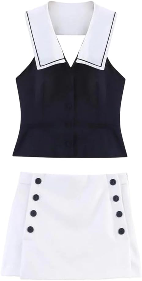 Women's Two Piece Skirt Suit Tank Tops Vest Shorts Set 2 Pieces