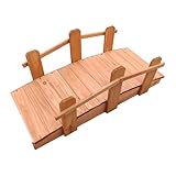 Relaxdays Garten Brücke, Tannenholz, Gartenteich & Bach, HxBxT: 25 x 32 x 70 cm, bis 100 kg, lasierte Zierbrücke, orange
