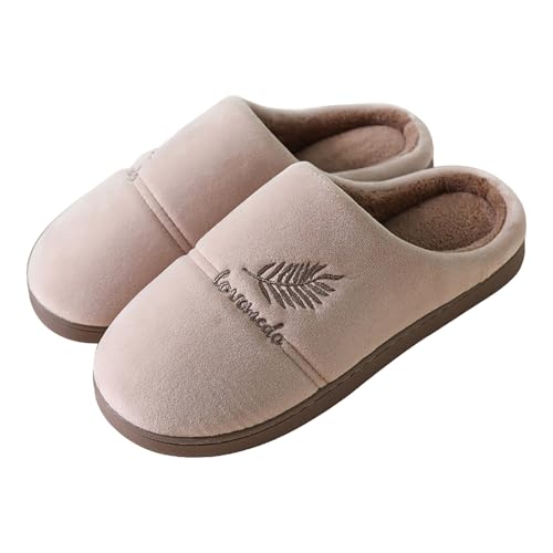 ZSpzx Women Cotton Slippers Unisex Lightweight Chic Design Soft Fur Lining Comfortable House Slides Memory Foam Cozy Slip On Clogs Winter Fall Indoor Wear Warm Shoes