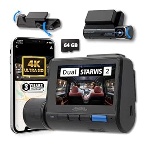 MAGELLAN DR50 3 Channel Dash Cam, 4K+2K Front Cabin Rear, Night Vision, Wide-Angle (170°), STARVIS 2 IMX678, Strong Mount, GPS, Wi-Fi App Control, 24H Parking Mode, Fatigue Alert, 64GB Card Included