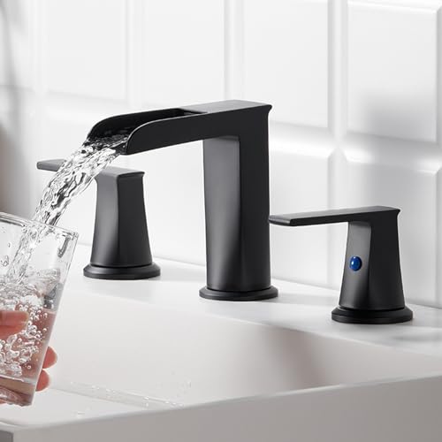 Robinets de lavabo anti éclaboussures cascade laiton double poignée - 6