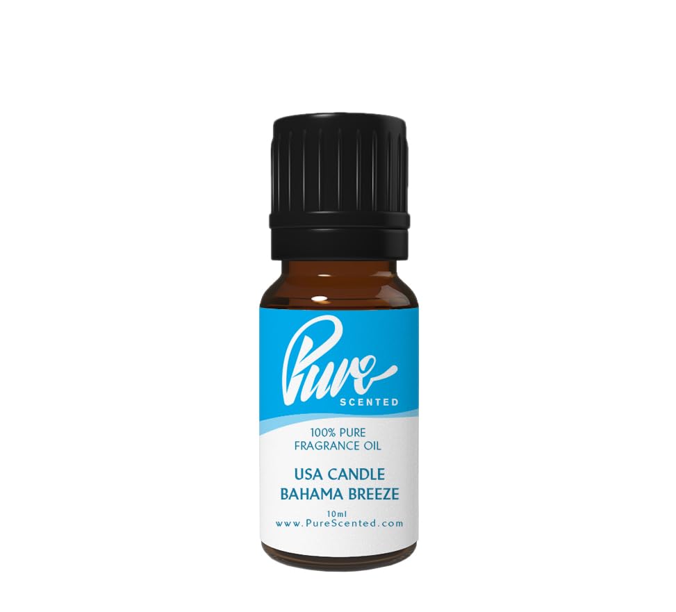 Pure Scented 10ml Fragrance Oils - 1 x 10ml Suitable for Candles, Soaps, Slime, Diffusers, Cosmetics, Wax Melts, Designer (1 x 10ml, USA Candle Bahama Breeze)