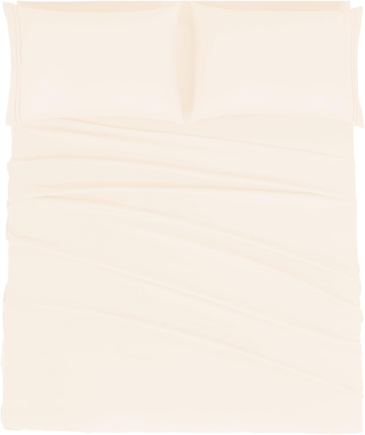 mejoroom full size sheet set - soft microfiber bed sheets - deep pocket fitted sheet, breathable, wrinkle & fade resistant - 4 piece (full, cream) cream full