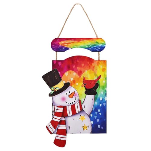 Décoration murale de Noël en bois suspendue bonhomme de neige