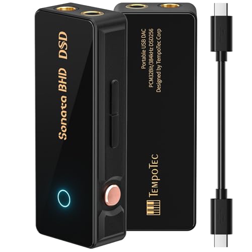 TempoTec Sonata BHD Dongle USB C portatile, 3 livelli di guadagno, 4,4 mm e 3,5 mm, DSD256 PCM32Bit/384 kHz