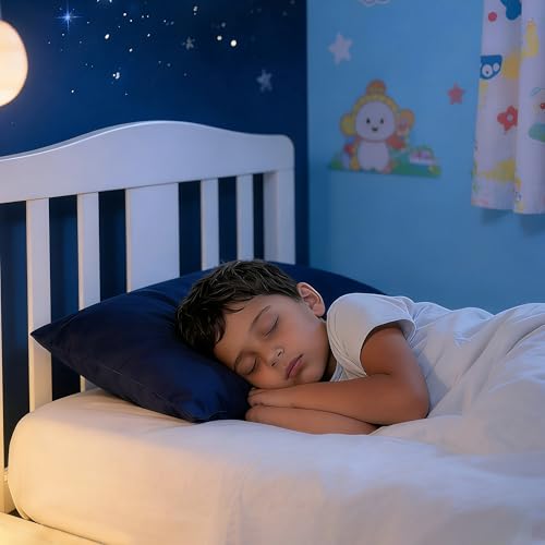 Image of NTBAY 2 Pack Pillows with Pillowcases, Soft Cotton Down Alternative 14x20 Envelope Pillows for Sleeping in Crib Bed - Machine Washable - Breathable Travel Pillow, Navy Blue
