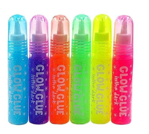 Lansing Multipurpose Glitter Water Glue/color Drawing Glitter Dries Fast, Glow in the Dark Glue | Easily Applied on Multiple Surfaces (Pack of 6)