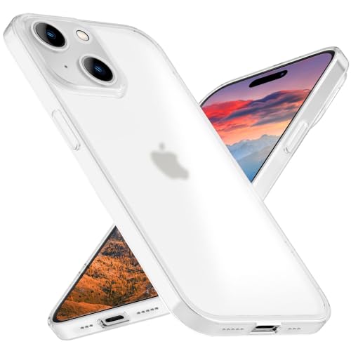 NALIA Custodia Rigida Ultra Sottile per iPhone 15 Plus - Opaca-Trasparente & 0.3mm Fina - PHANTOM (Cover Sottile & Fotocamera Protetta) - Marchio Tedesco, Colore:Bianco Trasparente