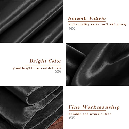 Fittmo 4 Pieces Satin Tablecloth Table Cover 58 X 102 Inch Bright Silk Rectangle Tablecloth Overlay Satin Tablecloth Smooth Fabric Table Decor For Wedding Banquet Table Decoration, Black #TOP2