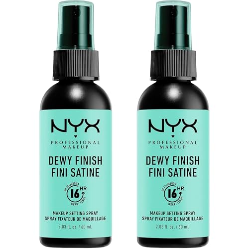 NYX Professional Makeup Spray Fixateur Setting Spray Dewy Finish, Spray de Finition, Tenue Longue Durée, Fini Satiné, Formule Vegan, Lot de 2, Modèle : Dewy