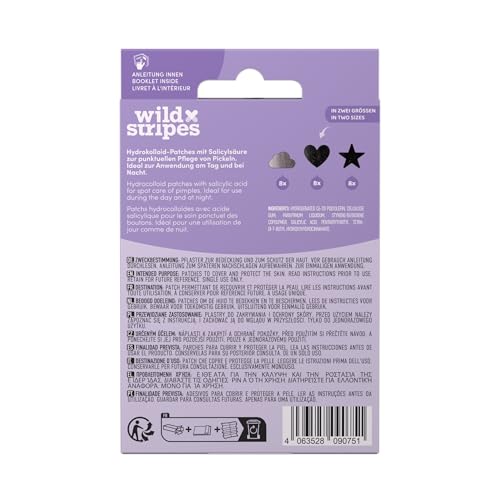 Wild Stripes - Anti-Pimple Patches Holo Clear - Pickelpflaster mit Salicylsäure für gezielte Tag- & Nachtpflege - Schnell & effektiv - Anti Pickel & Mitesser - Hautpflege für unreine Haut - 24 Stk