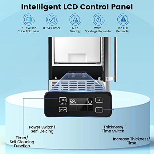 Petsite PE0580X Ice Maker Machine Commercial, 80Lbs/24H Stainless Steel Ice Cube Maker With 24Lbs Ice Storage, 24H Timer & 12-Level Ice Thickness, Freestanding & Under Counter Lab Ice Maker thumb #3