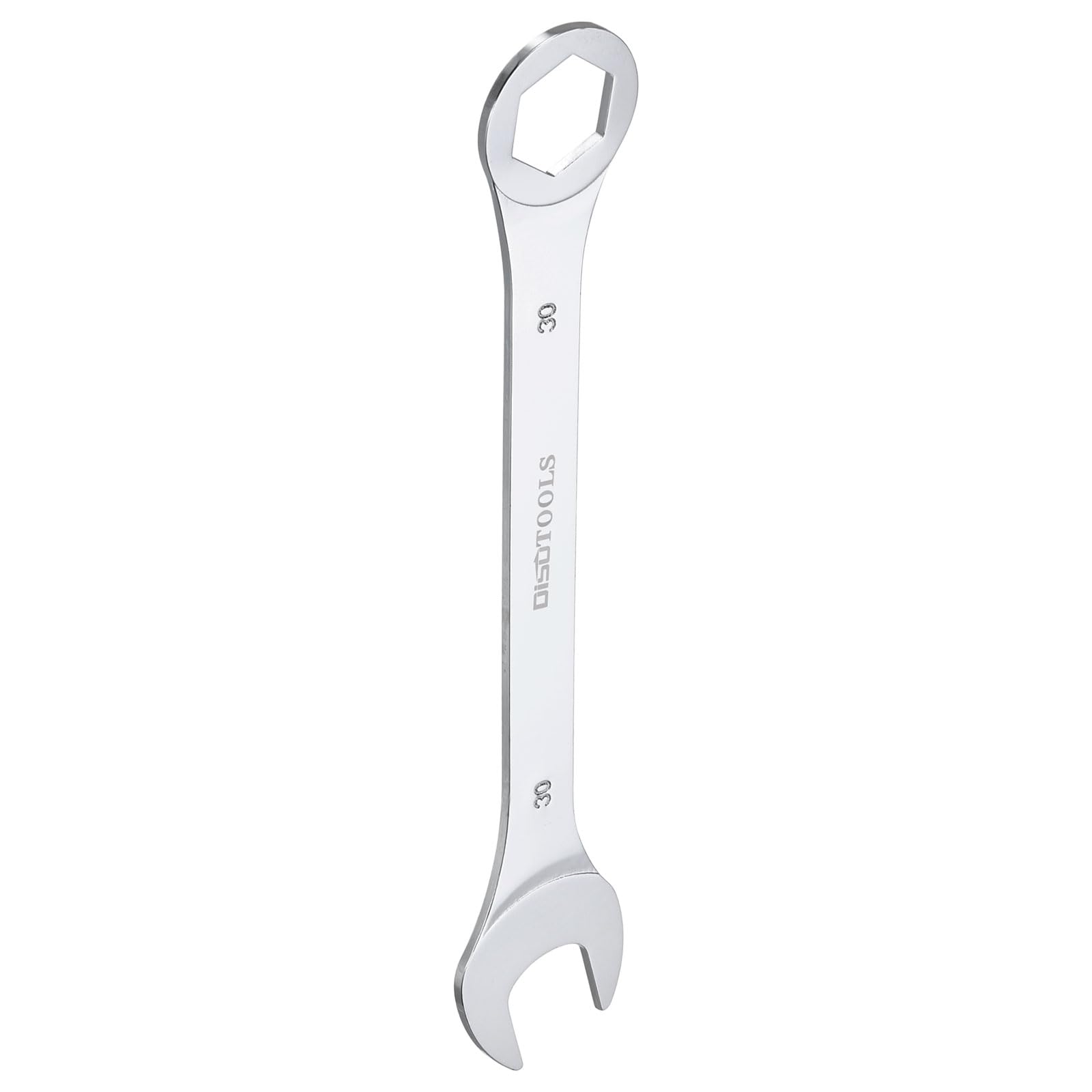 HARFINGTON Thin Combination Wrench Metric 30mm 6-Point Ended Box 15 Degree Offset Open End CR-V Chrome Plated Steel, Silver