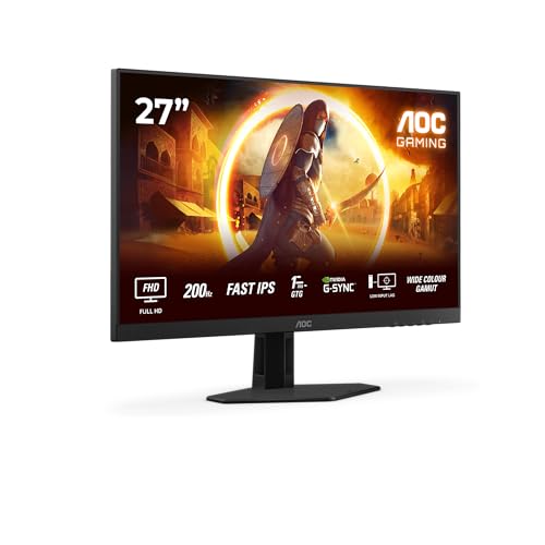 AOC Gaming 27G4HRE - Monitor Full HD da 27 pollici, 200 Hz, 1 ms, compensazione G-Sync, HDR10 1920x1080, 2x HDMI 2.0, DisplayPort 1.4 nero-rosso, 27 Inch FHD Fast IPS, Supporto fisso - Altoparlanti