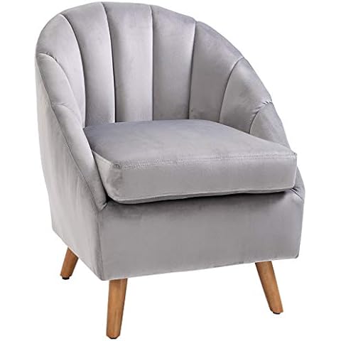 HOMCOM Velvet Accent Chair with Wood Legs Cover