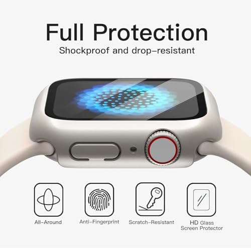 Image of Case with Screen Protector for Apple Watch SE 3 /2 /1 (2025 /2022 /2020) / Series 6 5 4 40mm, Overall Protective Cover, Built-in Tempered Glass Film High Sensitivity, 3 Pack (Starlight)