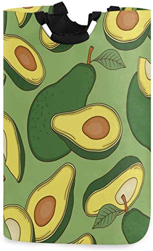 JSFQ Fresco di Avocado Lavanderia Hamper Tropical Palm Portabiancheria Box Big Bagagli Impermeabile trasportare Facile for la Famiglia Dormitorio Servizi in Camera 12.6 x 11 x 22.7 Pollici