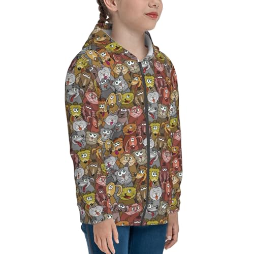 Kitten and Puppy Kids Pullover Hoodies Boys Zip Up Sweatshirts Girls Athletic Clothes with Pocket4