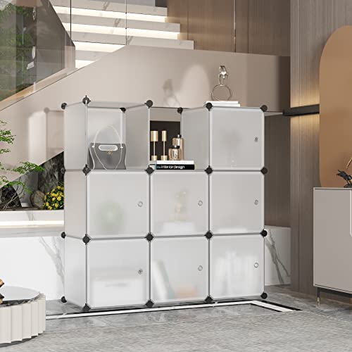 C&Ahome Cube Storage Organizer With Doors, 9-Cube Shelves, Closet Cabinet, Diy Plastic Modular Bookshelf Ideal For Bedroom, Living Room, 36.6”L X 12.4”W X 36.6”H White Usbtm3009B-Door #TOP4