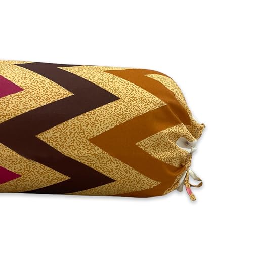 Image of Swayam Set of 2 Pure Cotton Bolster Cover | 30x30 Inch | Soft Breathable Masnad Cover 200TC | Durable & Washable | Geometric Print Bolster Cover for Diwan, Bed & Sofa - Mustard