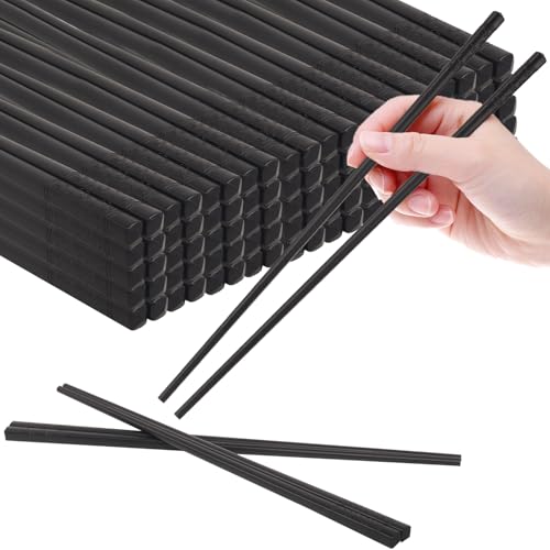 Fiberglass Chopsticks,50 Pair Reusable Chopsticks Non-Slip Chopsticks Dishwasher Safe Chopsticks,Black Cherry Blossom Chopsticks for Japanese & Chinese Style Cooking, Beginners Chopsticks,9.5