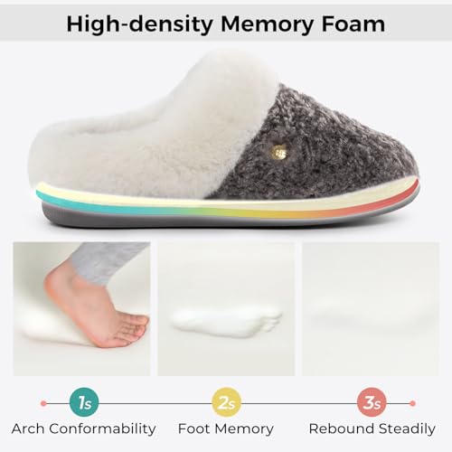 HomeTop Women's Comfy Clog Slippers Soft Warm Non-slip Indoor House Shoes with Fuzzy Collar4