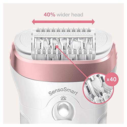 Braun Silk-Épil 9-880 Epilator For Long-Lasting Hair Removal Includes A Facial Cleansing Brush High Frequency Massage Cap Shaver And Trimmer Head Cordless Wet And Dry Epilation For Women #TOP1