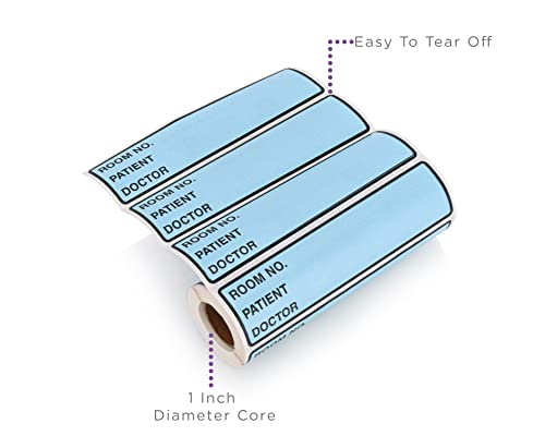 Image of Carstens Patient I.D. Adhesive Medical Chart Labels for 1.5 inch - 4 inch Ring Binder Spines - Pre-Printed Sticker Labels (Room No. / Patient /Doctor), 5 3 /8 inch x 1 3 /8 inch, Blue, Roll of 200