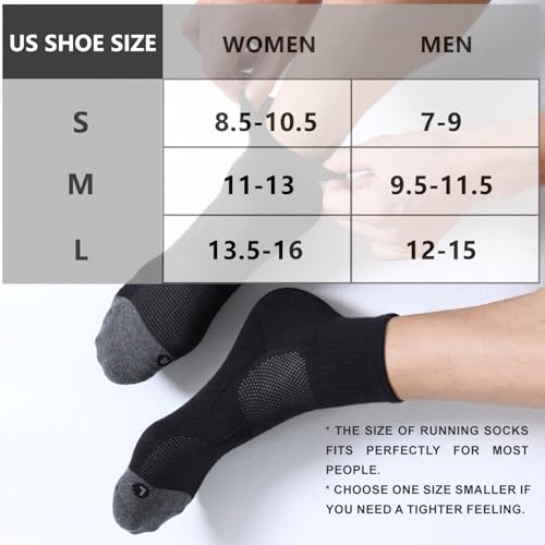 FITRELL 6 Pack Men's Athletic Ankle Socks Cushioned Sports Running Socks 7-9/9-12/12-152
