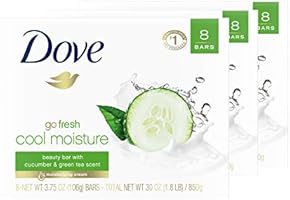 Dove Go Fresh Beauty Bar Gentle Cleanser for Softer and Smoother Skin Cool Moisture with 1/4 Moisturizing Cream, More...
