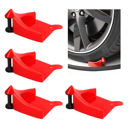BWBWND 4 PCS Car Hose Guide, Tire Hose Roller Preventing Stucking and Snagging Under The Wheels, Plastic Detailing Tyre Hose Guide Vehicle Washing Tool for Cars Trucks SUVs (Red)