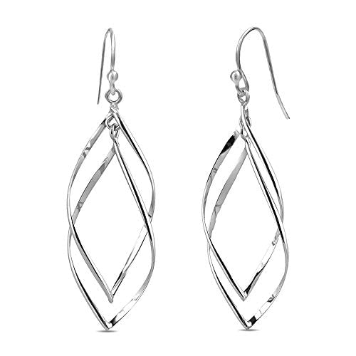 Charmsy 925 Sterling Silver Double Twisted Infinity Dangle Earrings for Women | Linear Marquise Large Loops Classic Infinity Drop Dangle Earrings4