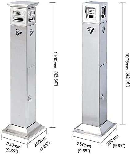 Cendrier pour patio extérieur carré en acier inoxydable sur pied