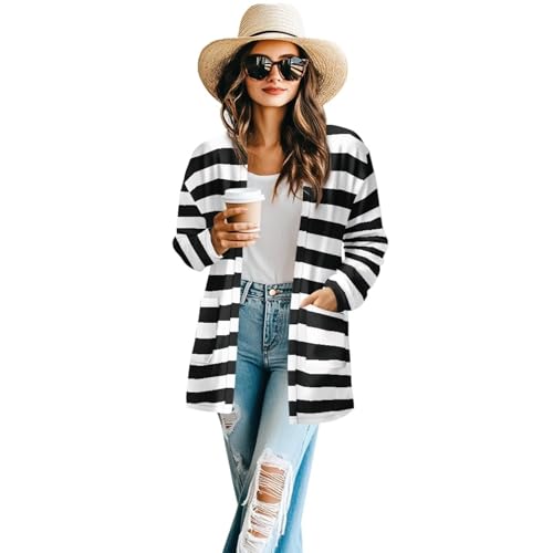Image of Women's Aztec Open-Front Jacket Lightweight Casual Outerwear Native Western Aztec Pattern & Plaid Houndstooth Print