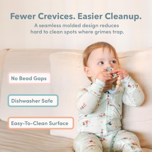 Image of Loulou Lollipop OneC Silicone Pacifier Clip - BPA Free Baby Binky Holder, One Piece Design, Dishwasher Safe - Grey