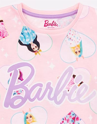 Barbie Girls Nightdress Pajama | Kids Pink Short Sleeve Nightie | Fashion Doll & Unicorn All Over Print Graphic Nightgown3