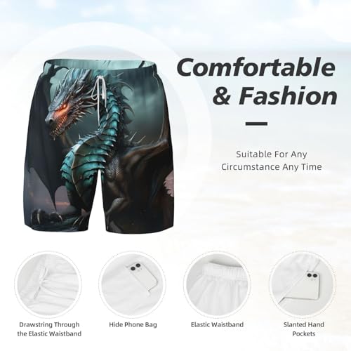 Men's Swim Trunks Quick Dry Board Shorts Cool Dragon Beach Shorts with Pocket Bathing Suits for Men4
