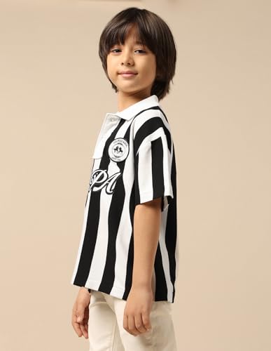 Image of Kids Boxy fit Boys Cotton Striped Short Sleeves Polo T-Shirts