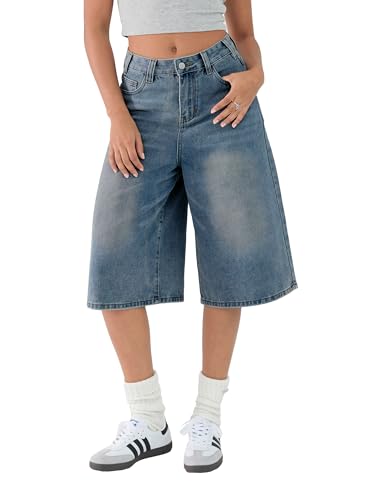 EMMIOL baggy jean shorts long denim