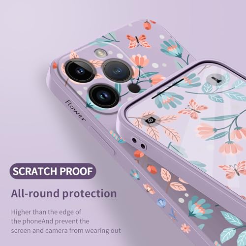 Coque iPhone 15 Pro Max antichoc violet feuille avec doublure microfibre