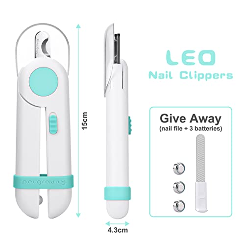 vsshe Nagelknipser mit Led-Licht für Hunde Katzen, 2-in-1 Krallenschere und Hundenagelschleifer mit Nagelfeile und Spritzfest Schutzvorrichtung für Hunde Katzen Kaninchen und Weitere Haustiere -Blau