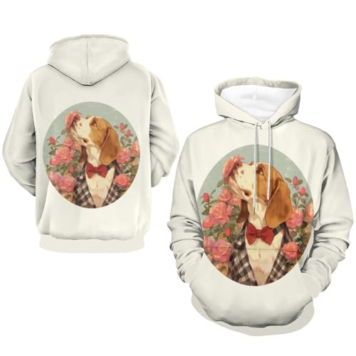 Sweat à capuche chaud et confortable motif chien rose fleur taille S - 7