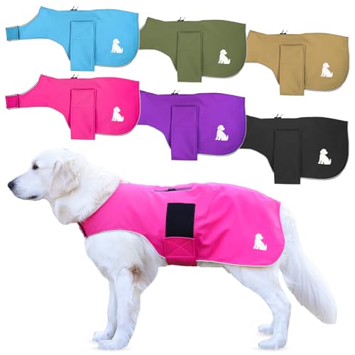 MS-Trachten Hundemantel Softshell Wasserfest Winddicht Hundemantel mit Leinenportal und Klettverschluss (Hellblau, XL)