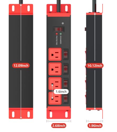 Image of CCCEI 12 Gauge Heavy Duty Surge Protector, Red, 6FT, 1