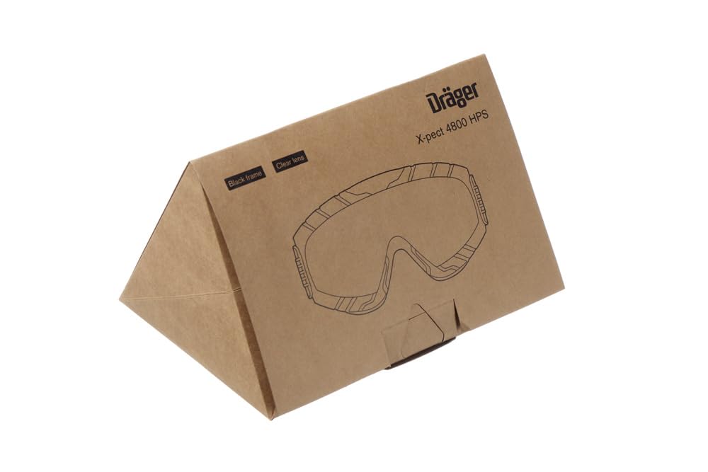 Dräger Korbschutzbrille X-pect 4800 HPS für HPS Helme 4100/4300/4500/6200 | Vollsichtbrille mit Doppelscheibe aus Acetat/Polycarbonat - schwer entflammbares HPS-Brillenband - Anti-Beschlag/-Kratz.
