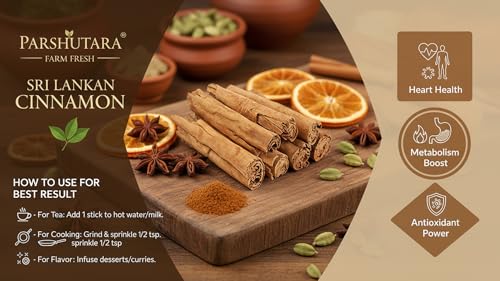 Image of Parshutara Farm Whole Sri Lankan Cinnamon 100g | Ceylon Dalchini Sticks | Premium Garam Masala Spice for Cooking