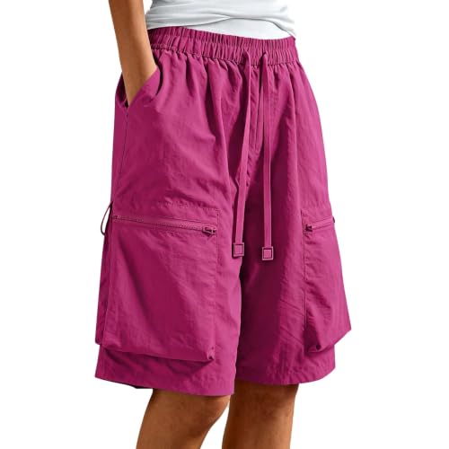 Pantalones cargo cortos transpirables de secado rápido y cintura alta con cordón