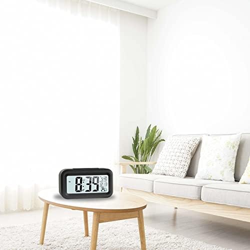 JOPHEK Cyfrowy budzik LCD, budzik podróżny z funkcją drzemki temperatury, sterowanie światłem, inteligentny budzik do sypialni, biura domowego