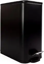 Lixeira 5L Pedal Tampa Fechamento Suave Soft Close Modelo Slim Retângular Premium Compacta Cozinha Banheiro Escritório