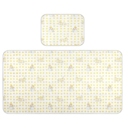 Bolaz Summer Sleeping Bed Pad, Funny Lemon and Dogs Cooling Mattress Set Breathable Bed Mat Ice Silk Mat + Pillow Cover for Toddler Boys Girls